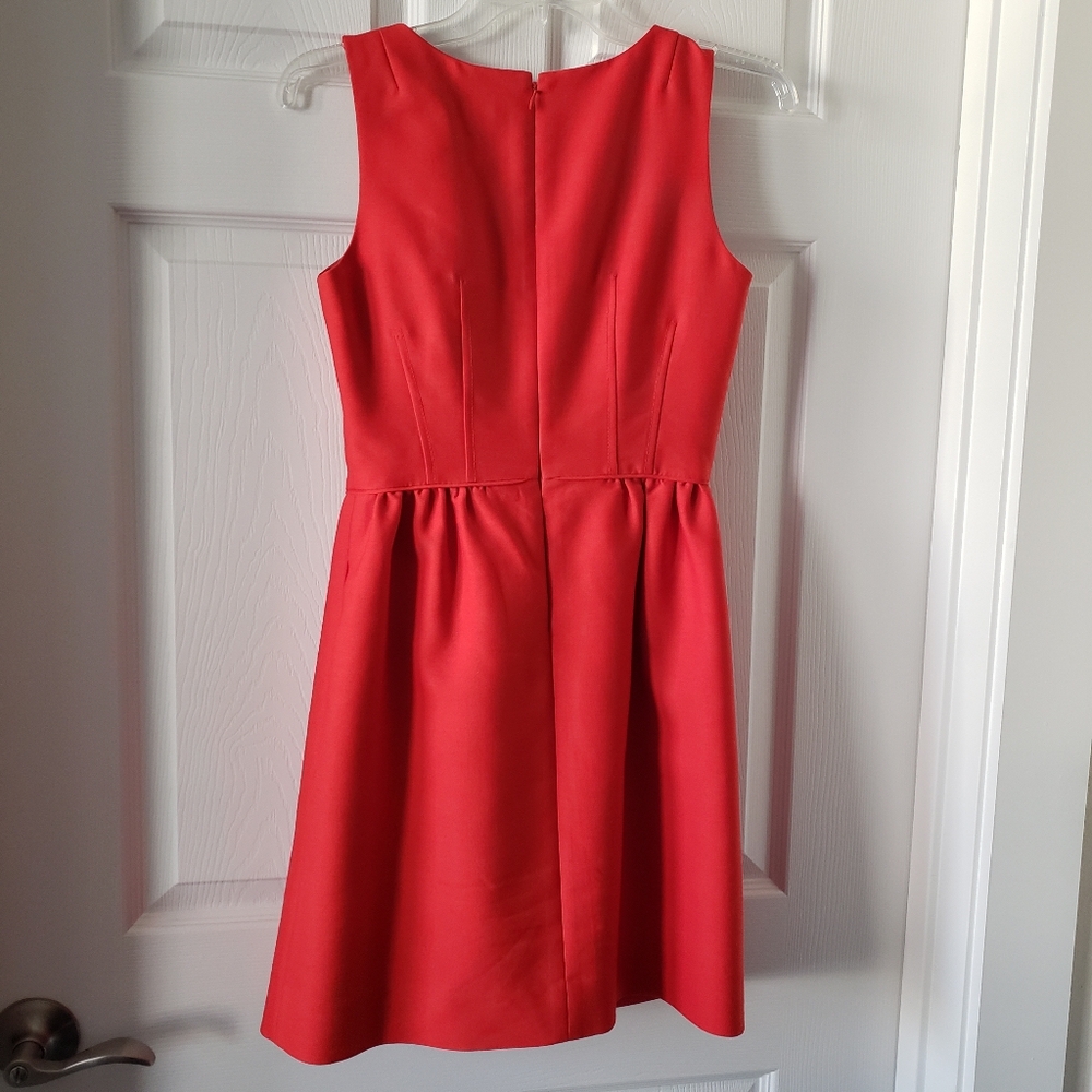 J.Crew Allie dress - Poppy Red silk wool blend sleeveless dress - Picture 2 of 6